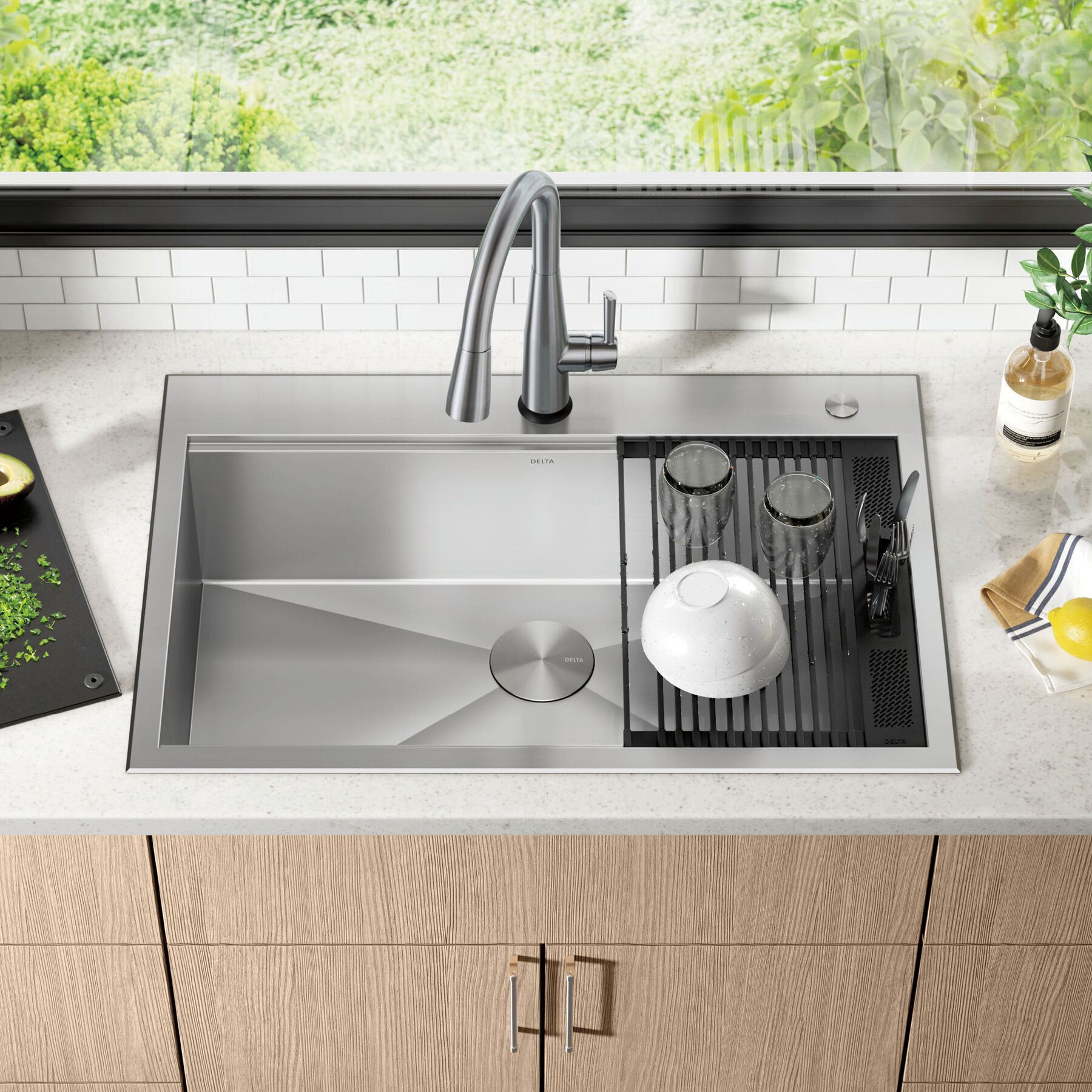 33&rdquo; Workstation Kitchen Sink Drop-In Top Mount 16 Gauge Stainless Steel Single Bowl with WorkFlow&trade; Ledge and Accessories